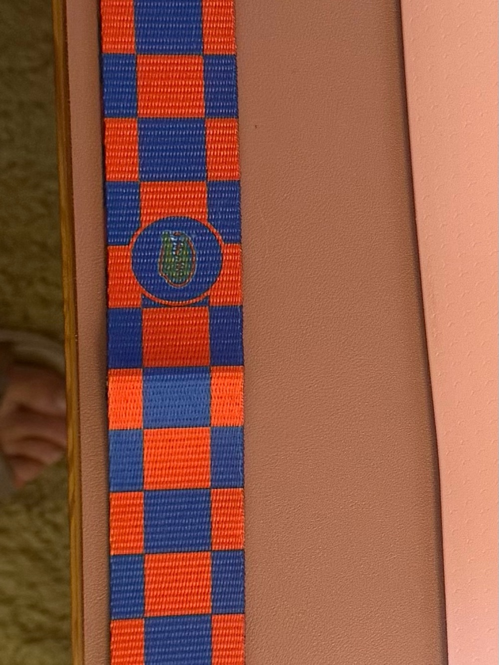 Checkerboard bag strap in Orange and Blue